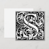 Art Nouveau Bloemenalfabet Monogram Letter S Kaart (Voorkant / Achterkant)