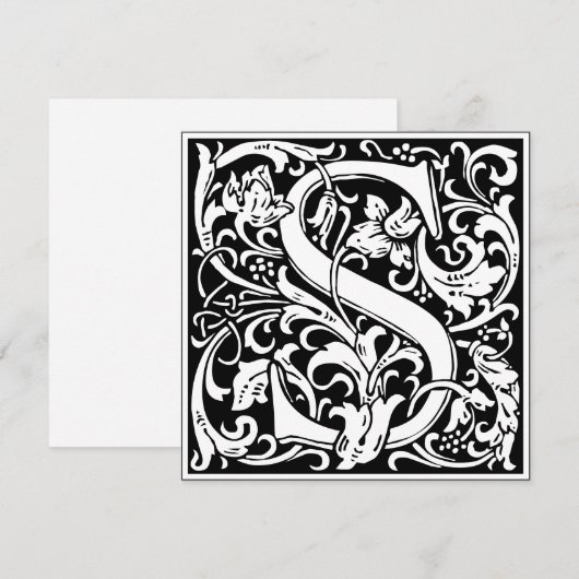 Art Nouveau Bloemenalfabet Monogram Letter S Kaart (Voorkant / Achterkant)