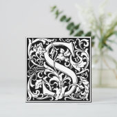 Art Nouveau Bloemenalfabet Monogram Letter S Kaart (Staand voorkant)
