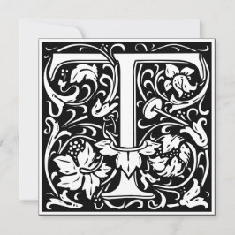 Art Nouveau Bloemenalfabet Monogram Letter T Kaart