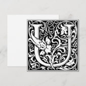 Art Nouveau Bloemenalfabet Monogram Letter U Kaart (Voorkant / Achterkant)