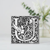 Art Nouveau Bloemenalfabet Monogram Letter U Kaart (Staand voorkant)