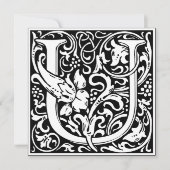 Art Nouveau Bloemenalfabet Monogram Letter U Kaart (Voorkant)