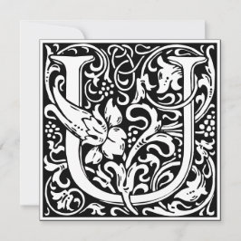 Art Nouveau Bloemenalfabet Monogram Letter U Kaart