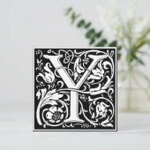 Art Nouveau Bloemenalfabet Monogram Letter Y Kaart (Staand voorkant)