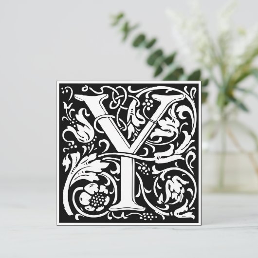 Art Nouveau Bloemenalfabet Monogram Letter Y Kaart (Staand voorkant)