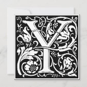 Art Nouveau Bloemenalfabet Monogram Letter Y Kaart (Voorkant)