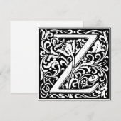 Art Nouveau Bloemenalfabet Monogram Letter Z Kaart (Voorkant / Achterkant)