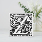 Art Nouveau Bloemenalfabet Monogram Letter Z Kaart (Staand voorkant)
