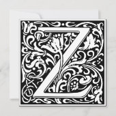 Art Nouveau Bloemenalfabet Monogram Letter Z Kaart (Voorkant)