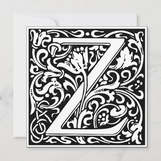 Art Nouveau Bloemenalfabet Monogram Letter Z Kaart (Voorkant)