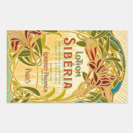 Art nouveau bloemenbeautylotion Siberië label (Voorkant)
