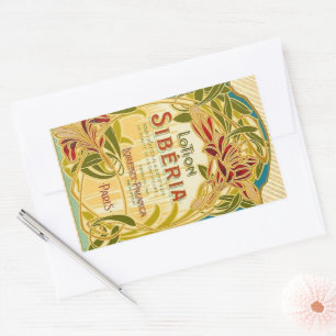 Art nouveau bloemenbeautylotion Siberië label