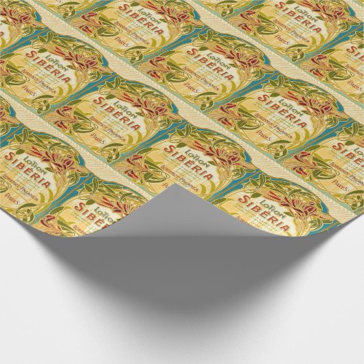 Art nouveau bloemenbeautylotion Siberië label Cadeaupapier (Hoek)