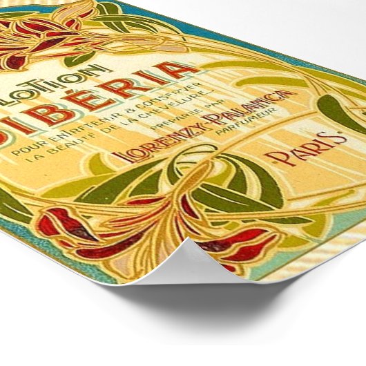 Art nouveau bloemenbeautylotion Siberië label Poster (Hoek)