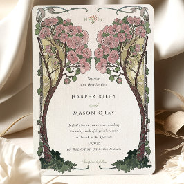 Art Nouveau Bloemenboog Boom Liefde Bruiloft Kaart