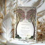 Art Nouveau Bloemenboog Boom Liefde Bruiloft Kaart