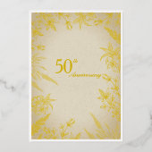 Art Nouveau Bloemenboog Zwart en Gouden folie Folie Uitnodiging (Achterkant)