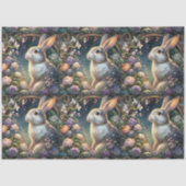 Art Nouveau Bloemenbos Konijn Decoupage Pasen Tissuepapier (Voorkant)