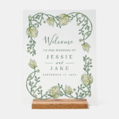 Art nouveau bloemenbruiloft acryl bord (Voorkant)