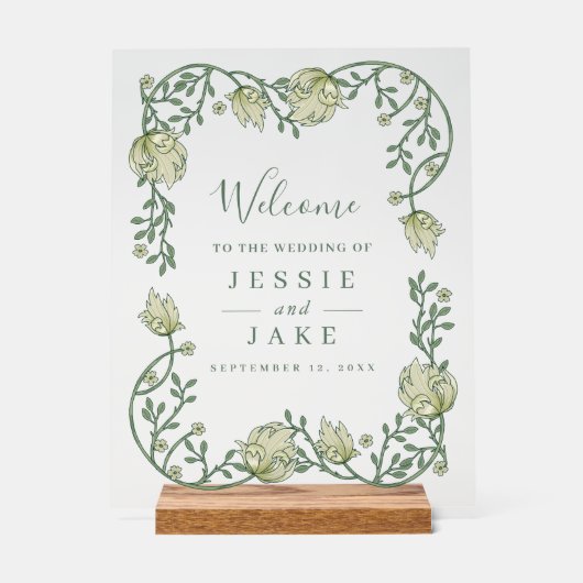 Art nouveau bloemenbruiloft acryl bord (Voorkant)