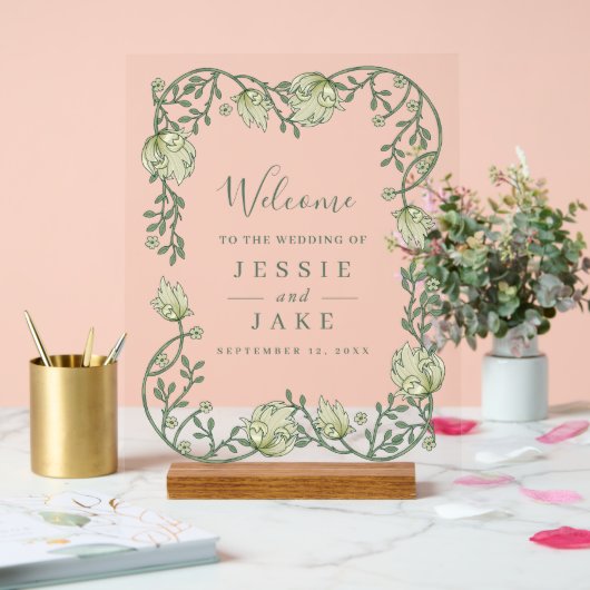 Art nouveau bloemenbruiloft acryl bord (Huwelijk)