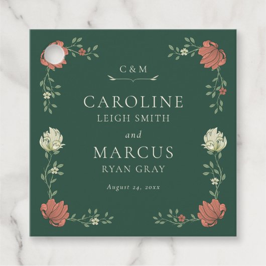 Art Nouveau Bloemenbruiloft Bedankjes Labels (Voorkant)