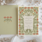 Art Nouveau Bloemenbruiloft in warme aardetinten Kaart