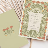 Art Nouveau Bloemenbruiloft in warme aardetinten Kaart