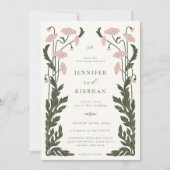 Art Nouveau Bloemenbruiloft Kaart (Voorkant)