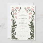 Art Nouveau Bloemenbruiloft Kaart (Voorkant)