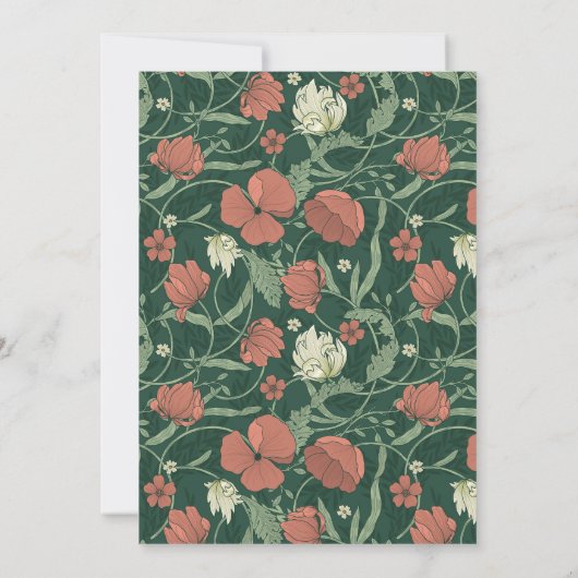 Art Nouveau Bloemenbruiloft Kaart (Achterkant)