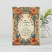 Art Nouveau Bloemenbruiloft Kaart (Staand voorkant)