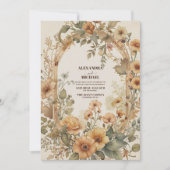 Art Nouveau Bloemenbruiloft Kaart (Voorkant)