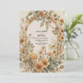 Art Nouveau Bloemenbruiloft Kaart (Staand voorkant)