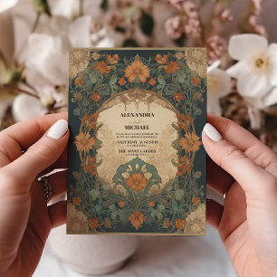 Art Nouveau Bloemenbruiloft Kaart