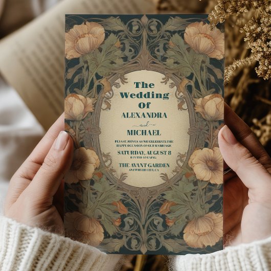 Art Nouveau Bloemenbruiloft Kaart