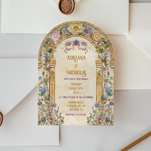  Art Nouveau Bloemenbruiloft Kaart