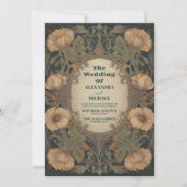 Art Nouveau Bloemenbruiloft Kaart (Voorkant)