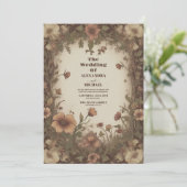  Art Nouveau Bloemenbruiloft Kaart (Staand voorkant)