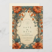  Art Nouveau Bloemenbruiloft Save The Date (Voorkant / Achterkant)