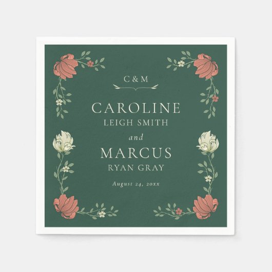 Art Nouveau Bloemenbruiloft Servet (Voorkant)