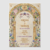  Art Nouveau Bloemenbruiloft Vellum Uitnodigingen (Voorkant)