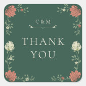  Art Nouveau Bloemenbruiloft Vierkante Sticker (Voorkant)