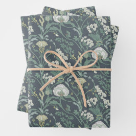 Art Nouveau Bloemencrème Groen Inpakpapier Vel