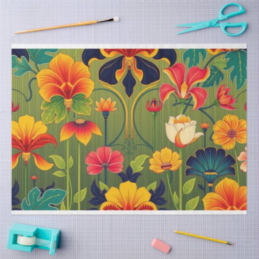 Art Nouveau Bloemendecoupage Tissuepapier (Craft)