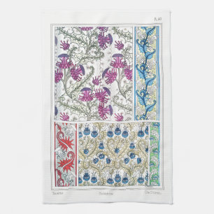 Art nouveau bloemendistel textiel art verneuil theedoek