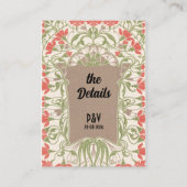 Art Nouveau bloemenelegantie bruiloft details Informatiekaartje (Achterkant)