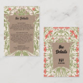 Art Nouveau bloemenelegantie bruiloft details Informatiekaartje (Voorkant / Achterkant)