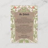 Art Nouveau bloemenelegantie bruiloft details Informatiekaartje (Voorkant)